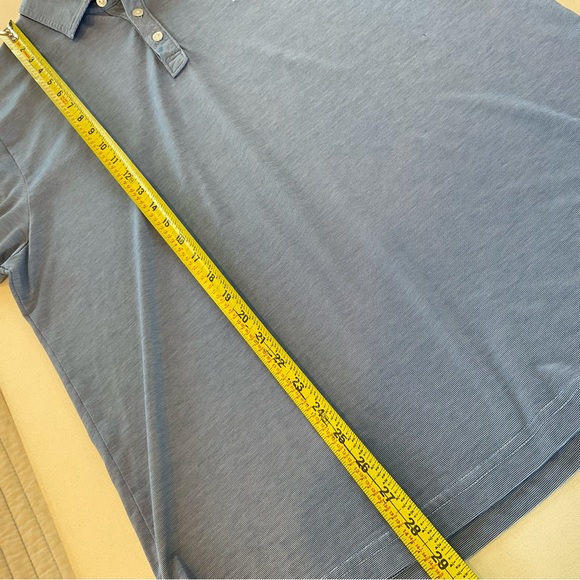Travis Mathew Golf Polo Men’s L Blue Micro Stripe Pima Performance Short Sleeve - Picture 11 of 11